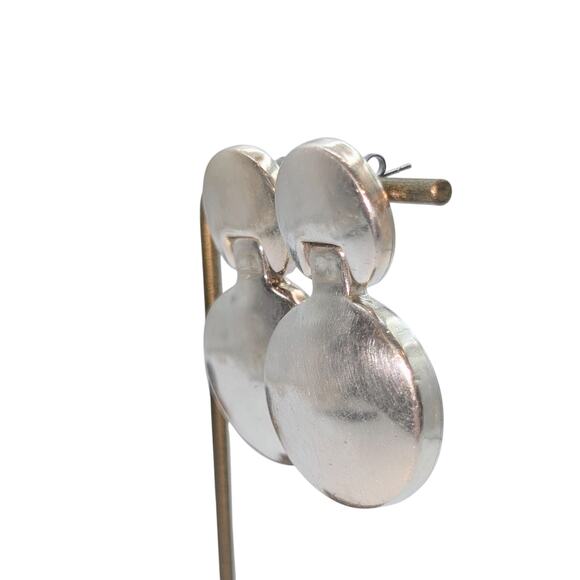 Vintage Taxco 925 Sterling Silver Round Doorknocker Pierced Earrings 27.22g - Picture 2 of 8